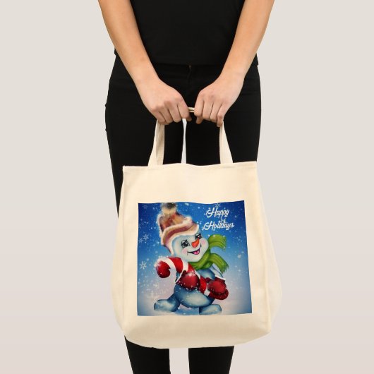Een feestelijke sneeuwman tote bag (Voorkant (product))