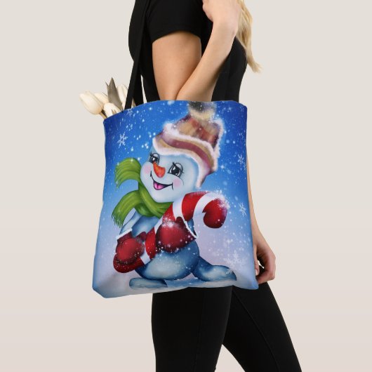 Een feestelijke sneeuwman tote bag (Dichtbij)