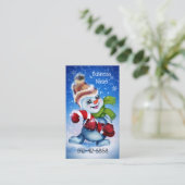 Een feestelijke sneeuwman visitekaartje (Staand voorkant)