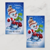 Een feestelijke sneeuwman visitekaartje (Voorkant / Achterkant)