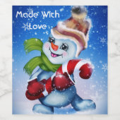 Een feestelijke sneeuwman wijn etiket (Enkel label)