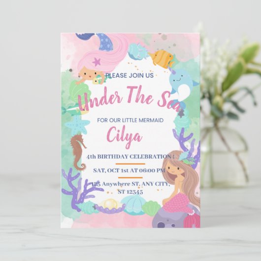 Een feilloze feestdag in de oceaan save the date (Staand voorkant)