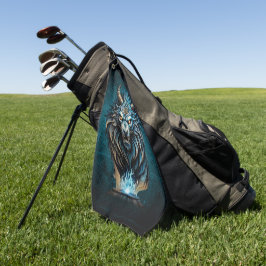 Een fel blauw dier, een majestueus wezen golfhanddoek