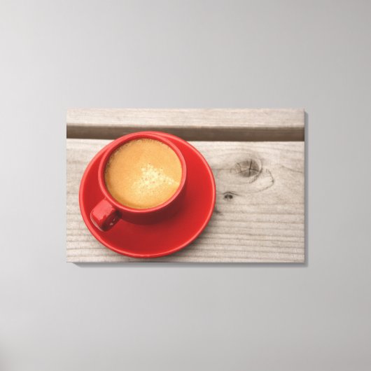 Een fel rood bekertje espressokoffie op een pickni canvas afdruk (Voorkant)