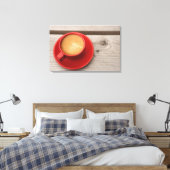 Een fel rood bekertje espressokoffie op een pickni canvas afdruk (Insitu (Slaapkamer))