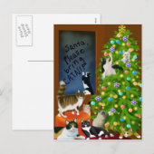 Een Feline familie kerst Briefkaart (Voorkant / Achterkant)