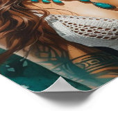 Een felle Boheemse vrouw in Blauwgroen en roest Poster (Hoek)