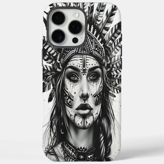 Een felle Indiase meisje krijger versierd met vere Case-Mate iPhone Case (Achterkant)