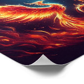 Een feniks die oprijst uit vurige as. poster (Hoek)