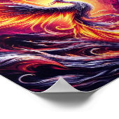 Een feniks die oprijst uit vurige as. poster (Hoek)