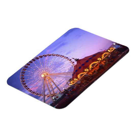 Een ferris wiel en carrousel bij de marine pier in magneet (Linkerzijde)