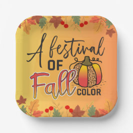 Een festival van herfstkleuren herfstfeest Thanksg Papieren Bordje