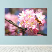 Een festival van roze Sakura bloesem in de lente Canvas Afdruk (Insitu (Houten vloer))