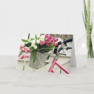 EEN FIETS-BLOEMEN-EN-LIEFDE BIJ "PASEN" FEESTDAGEN KAART