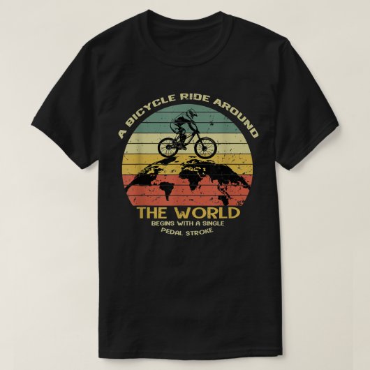 een fiets over de hele wereld begint met fietsers  t-shirt (Design voorkant)