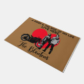 Een fietser en de ride van zijn leven leven hier deurmat (Schuin)