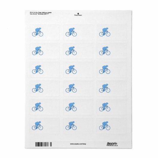 Een fietser in een Race. Blauw. Etiket (Full Sheet)