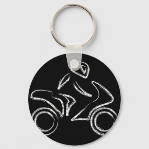 Een fietser op een motor sleutelhanger