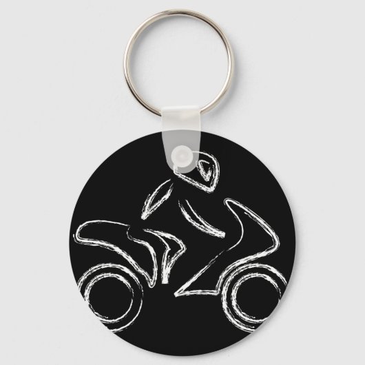 Een fietser op een motor sleutelhanger (Voorkant)