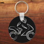 Een fietser op een motor sleutelhanger (Voorkant)