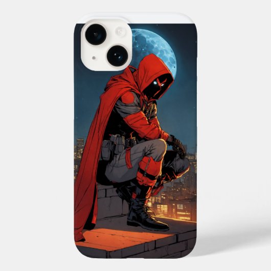 Een figuur met rode capuchon hurkt laag op een maa Case-Mate iPhone case (Achterkant)