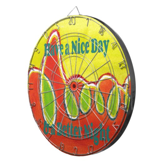 Een fijne dag en een betere nacht met dankbaarheid dartbord (Voorkant Rechts)