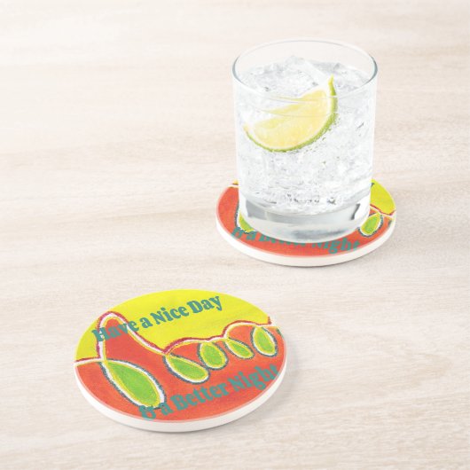 Een fijne dag en een betere nacht met dankbaarheid zandsteen onderzetter (Zijkant)