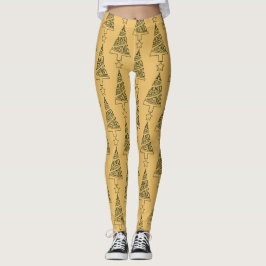 Een fijne en heldere kerstboom, groen en geel leggings