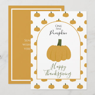 Eén fijne pompoen Cute Minimal Gelukkig Thanksgivi Kaart