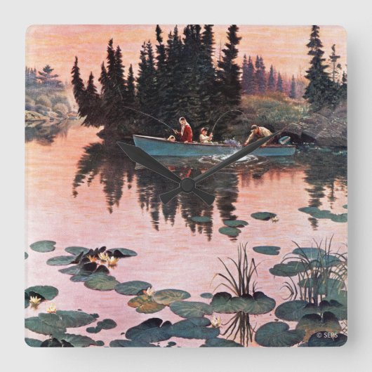 Een fijne vangst door John Clymer Vierkante Klok (Voorkant)