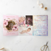 Een fijngevoelige en humoristische geboorteaankond drieluik kaart (Binnen)