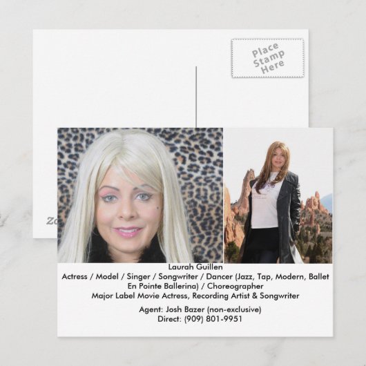 Een filmactrice Laurah Guillen Movie Composite Briefkaart (Voorkant / Achterkant)