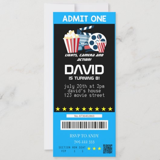 Een filmwedstrijd Ticket Boy Birthday Tickets Kaart (Voorkant)