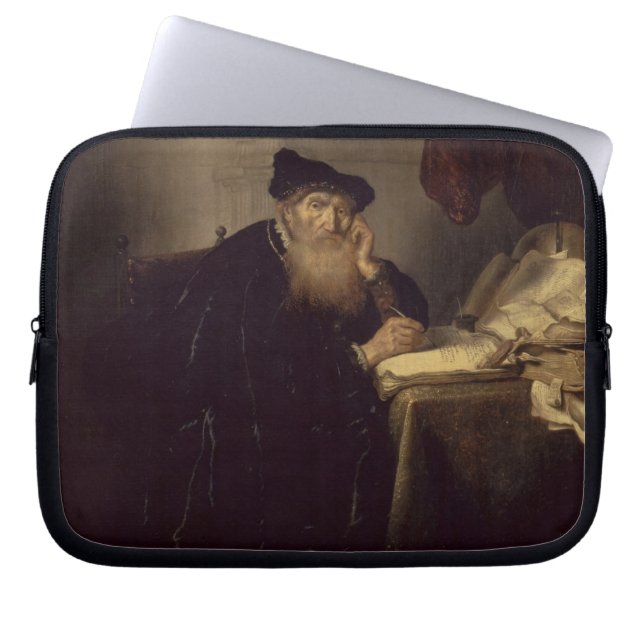 Een filosoof, 1635 (olie op het paneel) laptop sleeve (Voorkant)