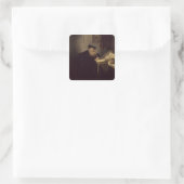 Een filosoof, 1635 (olie op het paneel) vierkante sticker (Tas)