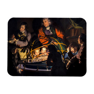 Een filosoof die college geeft over het orrery-zon magneet