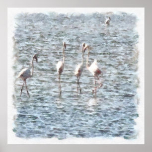 Een flamboyant stukje flamingo's poster