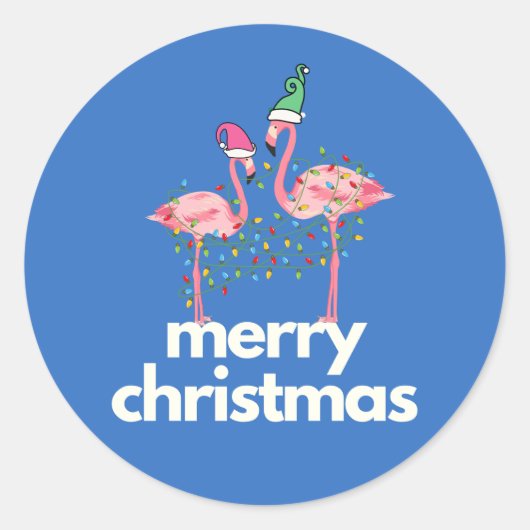 Een Flamingo Christmas Classic ronde Stickers (Voorkant)