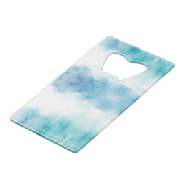 Een flesopener met blauw en wit aquarel creditkaart flessenopener