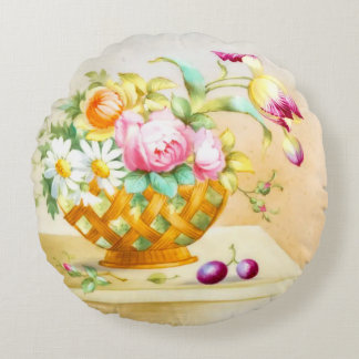Een Floral Basket of Peonies and Tulips Round Pill Rond Kussen