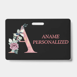 Een Floral Monogram met de naam 'Roze Agate' Badge