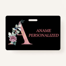 Een Floral Monogram met de naam 'Roze Agate' Badge