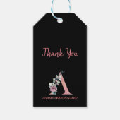 Een Floral Monogram met de naam 'Roze Agate' Cadeaulabel (Voorkant)