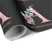 Een Floral Monogram met de naam 'Roze Agate' Cadeaupapier (Rol Hoek)