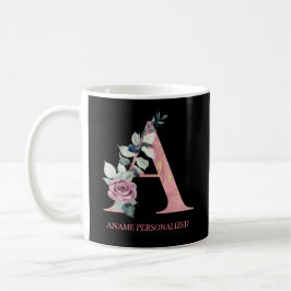 Een Floral Monogram met de naam 'Roze Agate' Koffiemok