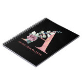 Een Floral Monogram met de naam 'Roze Agate' Notitieboek (Linkerzijde)