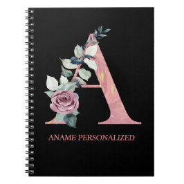 Een Floral Monogram met de naam 'Roze Agate' Notitieboek