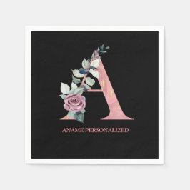 Een Floral Monogram met de naam 'Roze Agate' Servet