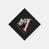 Een Floral Monogram met de naam 'Roze Agate' Servet (Hoek)