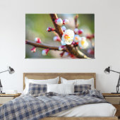 Een Florale samenstelling van Japanse abrikozenblo Canvas Afdruk (Insitu (Slaapkamer))
